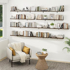 Heimlove 36 Inch Floating Bookshelves Set of 3,Heavy Duty Wall Mounted Bookshelves,Rustic Brown Wall Bookshelf for Living Room,Bedroom,Kitchen,Laundry Room Storage & Decor