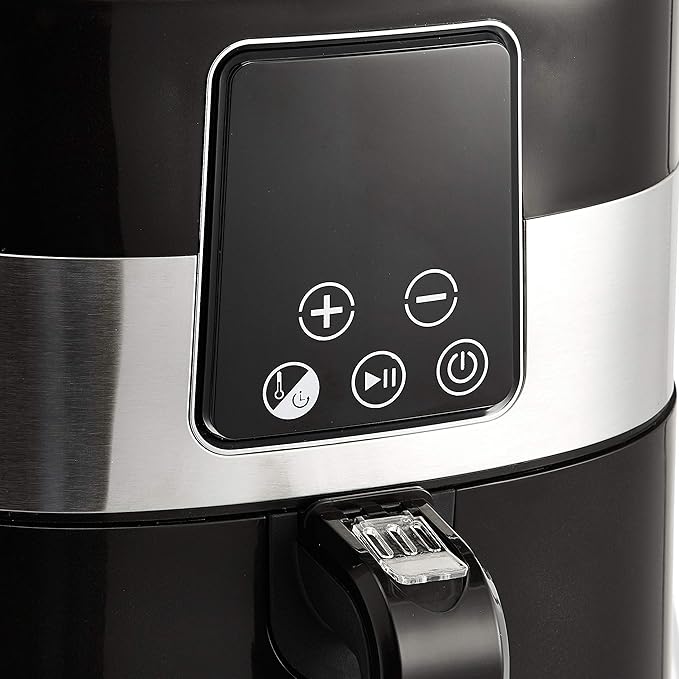 Amazon Basics 3.2 Quart 6-In-1 Air Fryer (Fry, Crisp, Roast, Bake, Reheat, Dehydrate), Non-Stick, with Timer, Auto Shut-Off, Digital Touch Screen, 180-400°F, 1400W, Black/Silver