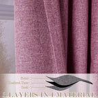 100% Blackout Linen Textured Drapes for Bedroom Pinch Pleated Curtains for Track System Portable Drapery for Sliding Glass Door/Storage/Space Room Divider, 70" Wx102 L, 1 PC, Lilac