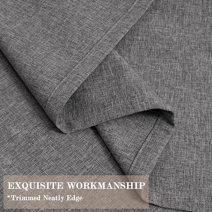 Natural Grey Pinch Pleat 100% Blackout Drapes Linen Blend, Room Divider, Room Darkening, Energy Saving, Furniture Protecting, Light Blocking Extra Wide Privacy Curtains, 200Wx102L, 1 PC