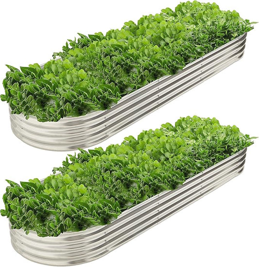 9' x 3' Metal Oval Raised Garden Bed Planter (2 PK)