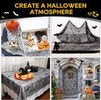 eZAKKA Halloween Table Cloth, 60"x104" Spider Webs Tablecloths Black Tablecloth Lace Fabric Table Cloths Spooky Table Cover for Rectangle Tables for Parties Gothic Halloween Home Decorations
