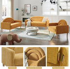 Accent Chair Reading Chair with Armrest, Small Comfy Chair for Small Spaces, Modern Linen Upholstered Armchair for Bedroom & Living Room, Single Sofa Chair with Wood Legs, Easy Assembly (Yellow)
