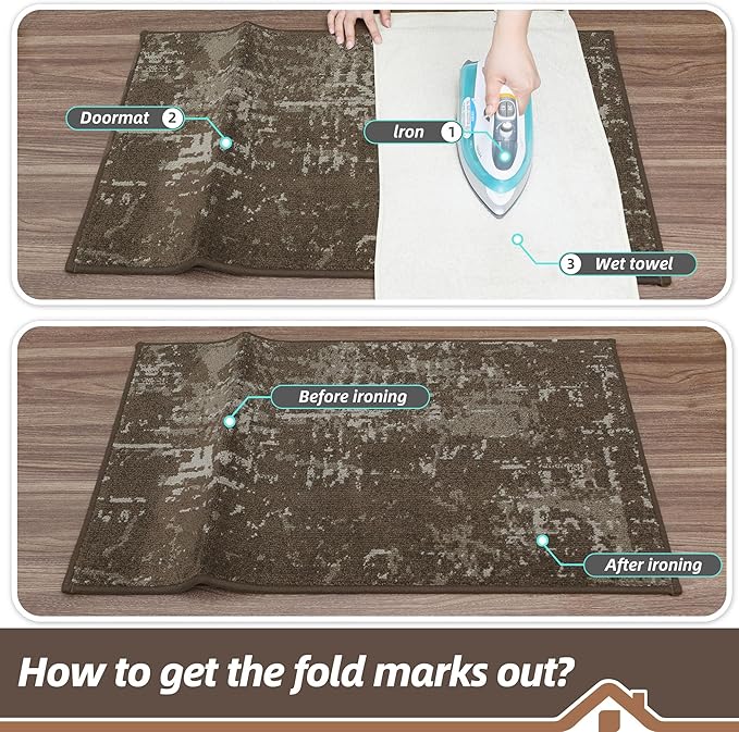 BEQHAUSE Dirt Trapper Door Mat 24"x36" Non-Slip Door Mats Washable Entryway Rugs Stain Resistant Doormat Absorbent Welcome Floor Mat for Front Back Door, Muddy Wet Shoes & Paws,Brown