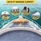 Marine Carpet,6 FT x 10 FT Blue-Gray Indoor Outdoor Carpet 0.2" Thick Boat Carpet with Water-Proof TPE Backing, Non-Slide Outdoor Marine Carpet Roll for Home, Patio, Porch, Deck
