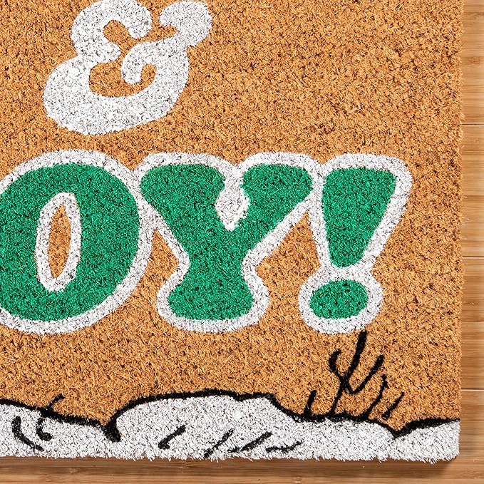 Gertmenian Peanuts Snoopy Coir Doormat - 2x3 Welcome Mat (2-Pack), Ideal for High Traffic Areas in Front Door, Garage, Entryway - Peace & Joy, 80023