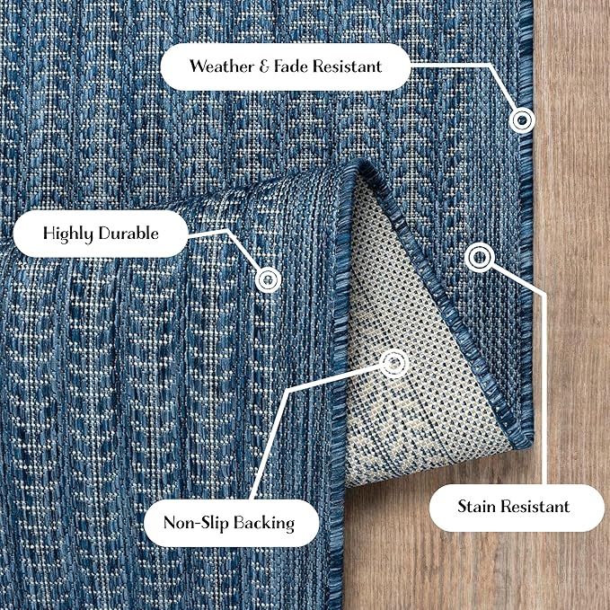 Adiva Rugs Outdoor Indoor Area Rug, Weather Resistant, Easy to Clean, Stain Resistant Floor Mat for Dining Room, Backyard, Deck, Patio (Azure Denim Blue, 6' X 9')