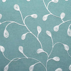 MIUCO Floral Embroidery Semi Sheers Curtain Faux Linen Grommet Window Curtains for Bedroom 52 x 95 Inch 2 Panels, Teal