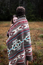 Inca Aztec Throw, Queen, King Blanket | Southwest Indian Navajo Boho Style | Native Cover for Camping, Bedding, Couch, Vanlife | Faux Alpaca, Lightweight, Hypoallergenic (Chimborazo Beige, Queen)