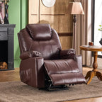 SALOHZA Power Lift Recliner Chair for Elderly with Massage and Heat for Living Room, Electric Recliner Chair for Adults with USB/Type C Port/Cup Holders, PU Faux Leather, Chocolate Brown