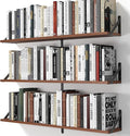 Heimlove Floating Shelves for Wall, 36 Inch Long Wood Floating Bookshelf Set of 3, Wall Mounted Hanging Shelf for Bathroom Bedroom Kitchen, Walnut