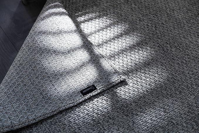 CAMILSON Easy Jute Rug 6x9, Indoor Outdoor Gray Color Farmhouse Area Rugs for Living Room Patio and Kitchen Rug, Solid Boho Woven Design, Easy-Cleaning, Washable Outside Carpet Alfombras (6 x 9)