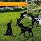 4 Pack Dog Metal Garden Decorative Stakes, Weather Proof Puppy Silhouette Statues for Yard, Patio,Outdoor Decor for Dog Lovers and Pet Owners