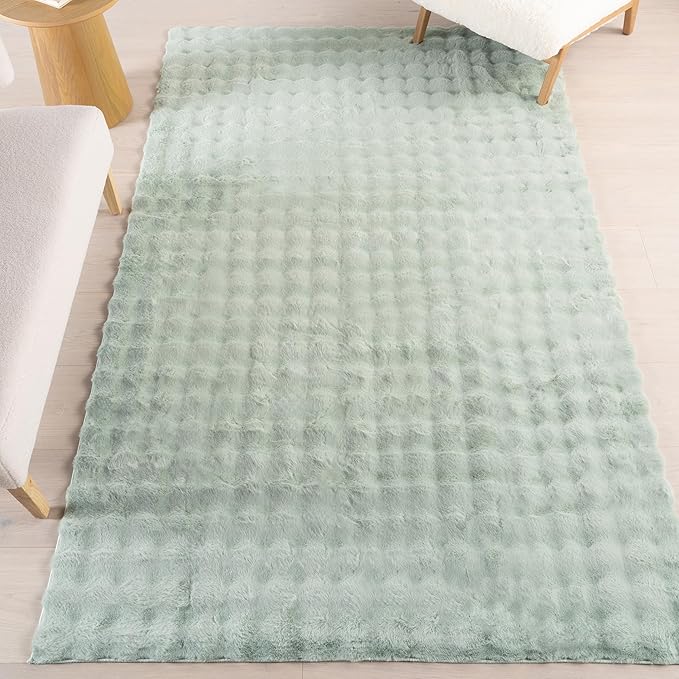 nuLOOM 7'6" x 9'6" Cozy Plush Area Rug, Machine Washable, Non-Slip, Soft Fluffy Shag Carpet for Living Room Bedroom Kids Room Nursery Home Decor, Jeni Green