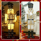 61Inch Nutcracker Christmas Decor Outdoor with LEDs 5 Feet Lighted Large Nutcracker Lighted Christmas Decorations Outdoor with Stakes & Zip Ties for Xmas Yard, Porch, Lawn