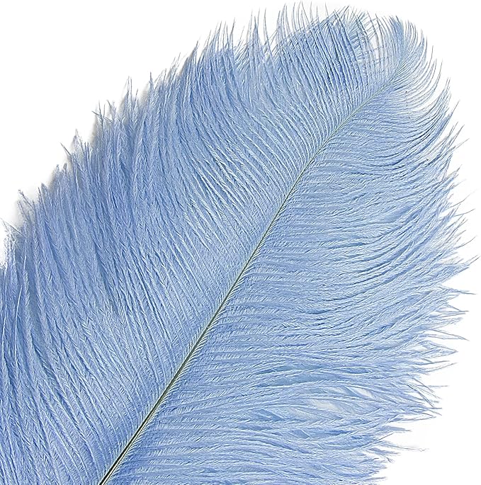 THARAHT Baby Blue Ostrich Feathers 12pcs Large Natural Bulk 16-18Inch 40cm-45cm for Wedding Party Centerpieces Easter Gatsbi and Home Decoration Feathers