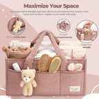 PeraBella Baby Diaper Caddy Organizer with Handle, Boy & Girl Shower Gift Basket, Portable Diaper Storage Basket Bin for Wipes, Newborn Baby Essentials Registry Search Must Haves, Car Caddy Organizer