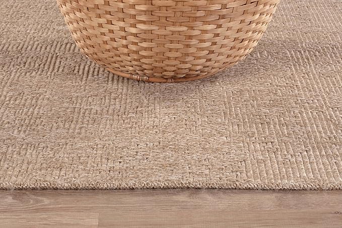 CAMILSON Easy Jute Rug 5x7, Indoor Outdoor Natural Color Fiber Area Rugs for Living Room Patio and Kitchen Rug, Solid Boho Woven Design, Easy-Cleaning, Washable Outside Carpet Alfombras (5 x 7)