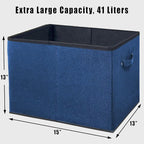 SIMPLE HOUSEWARE 15 x 13 Inch Collapsible Fabric Storage Bin with Handles, 2 Pack, Steel Blue
