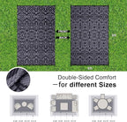 OLANLY Outdoor Rug Waterproof 6x9 ft Clearance, Reversible Outdoor Plastic Straw Rug with Floral Pattern, RV Mat for Patio, Camping, Balcony, Deck, Backyard, Black & Grey