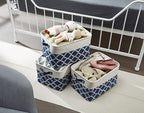 DECOMOMO Blue Storage Bins Fabric Storage Baskets for Shelves, Linen Closet Organization Toys Nursery (Blue Patterns, Large - 3 Pack)