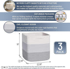 NaturalCozy Storage Cubes 11 Inch Cotton Rope Woven Baskets for Organizing, 3-Pack | Cube Storage Bin | Square Storage Baskets for Shelves Organizer, Classroom, Kids Toy Bins, Closet, Baby Nursery
