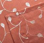 MIUCO Floral Embroidered Semi Sheer Curtains Faux Linen Grommet Window Curtains for Girls Room 52 x 63 Inch 2 Panels, Rust