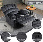 Luxlen Large Manual Recliner Chair,Soft Fabric Push Back Recliner with Overstuffed Armrest and Backrest, Living Room Single Sofa Recliners,Grey
