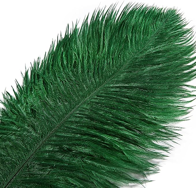 THARAHT Blackish Green Ostrich Feathers 12pcs Large Natural Bulk 12-14Inch 30cm-35cm for Wedding Party Centerpieces Mardi Gras Decoration Feather