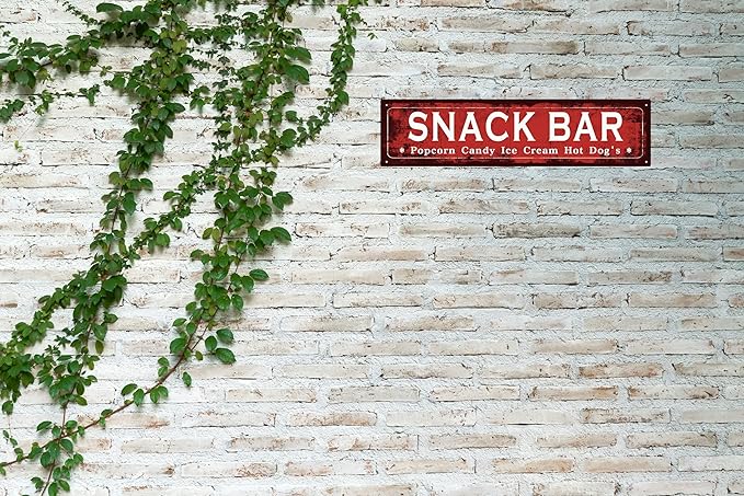 Vintage Tin Sign Retro Metal Snack Bar Signs Stylish Wall Art Plaques for Home Decor Bathroom Kitchen House and Gothic Wall Decor or as a Unique Poster 16x4 in