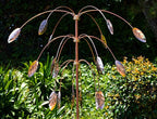 Stanwood Wind Sculpture: Kinetic Copper Triple Spinner - Falling Foliage