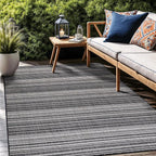 Stripe Outdoor Rug 5x7 Washable Outside Carpet for Indoor Patio Porch Waterproof Easy Cleaning Non Shedding Area Rugs Dark Gray 5 x 7
