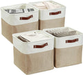 DECOMOMO Storage Cubes, 12x12 Storage Bins, Baskets for Shelves (Beige & White, Cube 12" - 4 Pack)