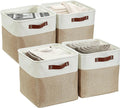 DECOMOMO Storage Cubes, 11x11 Cube Storage Bins, Baskets for Shelves (Beige & White, Cube 11" - 4 Pack)