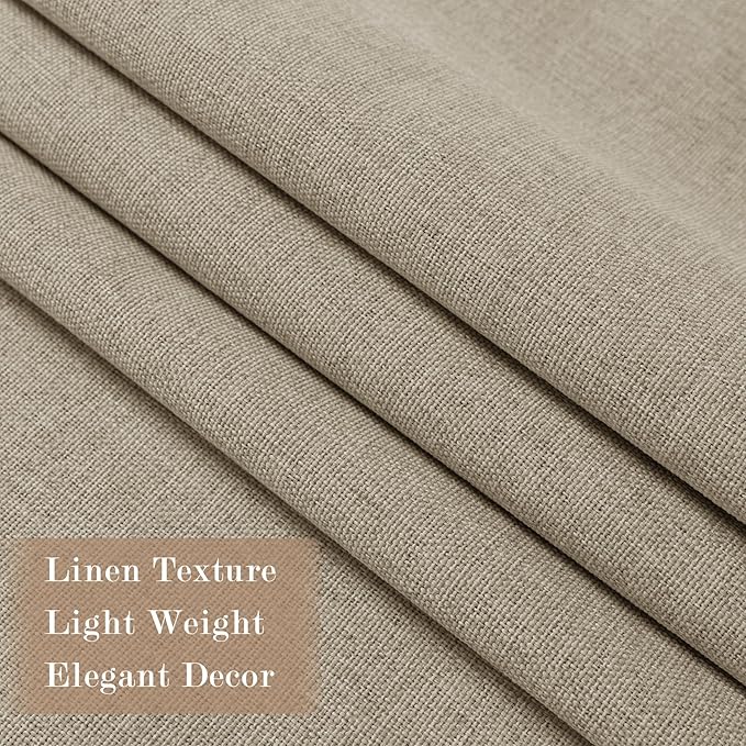 100% Blackout Linen Textured Drapes for Bedroom Pinch Pleated Curtains for Track System Portable Drapery for Sliding Glass Door/Storage/Space Room Divider, 70" Wx102 L, 1 PC, Light Khaki