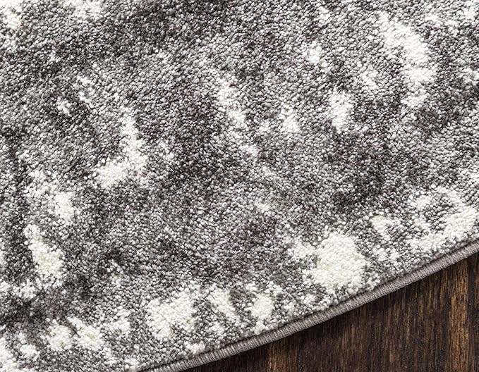 Unique Loom Rosso Collection Vintage, Traditional, Bohemian, Geometric, Distressed, Southwestern Area Rug (4' 0 x 4' 0 Round, Gray/Ivory)