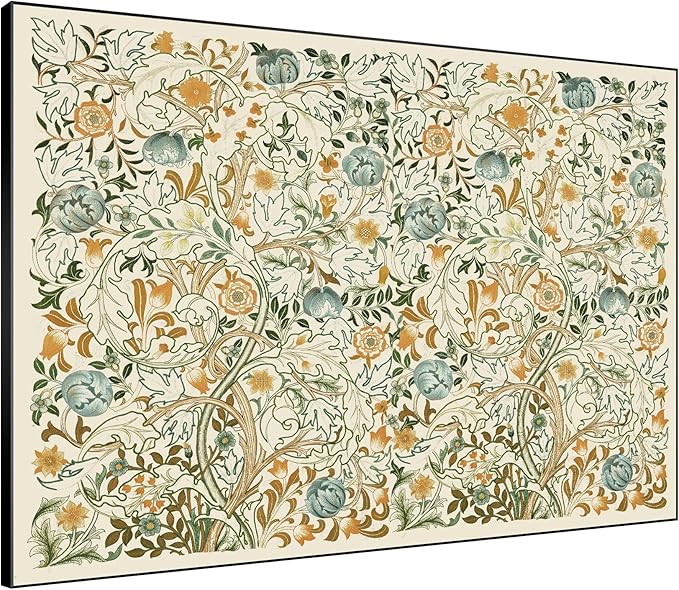 SIGNWIN 60"x72" Extra Large Framed Wall Art Vintage Botanical Floral with Golden and Teal Leaves, Elegant Nature Illustration for Home Living Room Bedroom Decor (Frame Assembly Required)