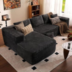 ovios 104" Cloud Sectional Couch with L-Shape Chaise,Modern Modular Sofa with Deep Seat, Upholstered Couches for Living Room Bedroom,No Assembly Required, Grey (Plush Corduroy Fabric)