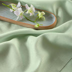 Solino Home Linen Table Runner 90 Inches Long - 100% Pure Linen Light Green Table Runner 14 x 90 Inch - Classic Hemstitch