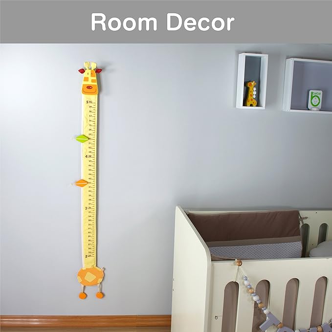 Wood and Fabric Wall Growth Chart, Height Measurement, Scale, Ruler for Kids (Giraffe)