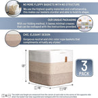 NaturalCozy 13x15x13 Kallax Storage Cubes Bins, 3 Pack | Cotton Rope Cube Storage Bin Woven Baskets for Organizing | Kallax Insert Storage Baskets for Shelves Organizer, Kids Toy, Closet Baby Nursery