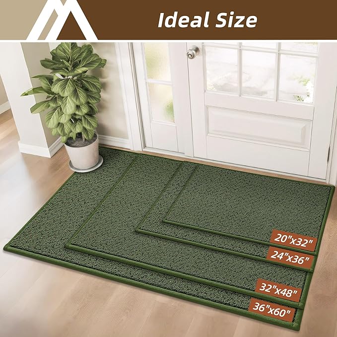 COSY HOMEER-Door-Mat 36"x60" Non Slip Absorbent Entryway Rugs Dirt Trapper Doormats Washable Entrance Mats Low Pile Welcome Floor Mat for Front Back Door and Entry Mats,Green