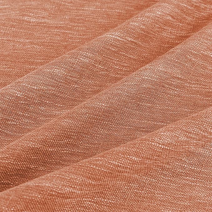 MYSKY HOME Orange Curtains for Bedroom, Short Curtains for Small Window, Boho Semi Sheer 2 Panel Set, Linen Style Texture for Closet/Kitchen, 50"x63", Burnt Orange