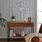 CLXEAST Large Modern 30 Inch Wall Clock Silver, Oversized Big Roman Numeral Metal Wall Clocks for Living Room Decor, Home Office