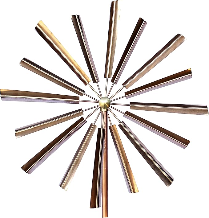 Stanwood Wind Sculpture: Kinetic Copper Dual Spinner - Double Windmill Spinner