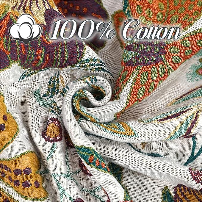 MSGKV 100% Cotton Boho Throw Blanket Woven Blankets, Reversible Versatile KnitWoven Blanket for Bed Couch Sofa, Super Soft Decorative Blanket for Chair Sofa and Living Room, 90''Wx 98''L