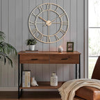 CLXEAST 30 Inch Wall Clock,Large Champagne Gold Metal Roman Numeral Wall Clock, Modern Wall Clocks for Living Room Decor,House Warming Gifts New Home