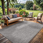 Washable Indoor Outdoor Rug 5x7 Weather Resistant Area Rugs Modern Solid for Porch Deck Balcony Backyard Patio Outside Carpet (5 X 7 Silver Grey)