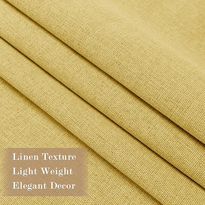 70" W x 108" L Faux Linen Room Divider Curtains, Full Blackout Pinch Pleated Drapes for Traverse Rod, Bedroom Divider Privacy Drapery with Hooks for Ceiling Track, 1 Panel, Yellow
