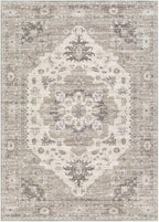 Washable Area Rugs for Living Room - 5x7 Neutral Vintage Distressed Floral Farmhouse Boho Large Soft Floor Rug Indoor Non Slip Carpet for Living Room Bedroom Dining Room Office -Brown/Beige